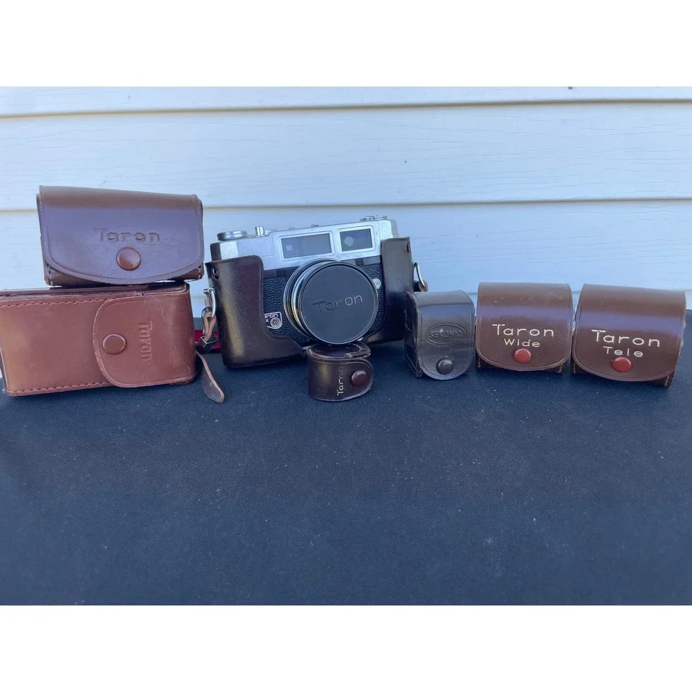 Vintage Taron VL 35mm Rangefinder Camera Set Wide Tele Lenses Cases Untsted
